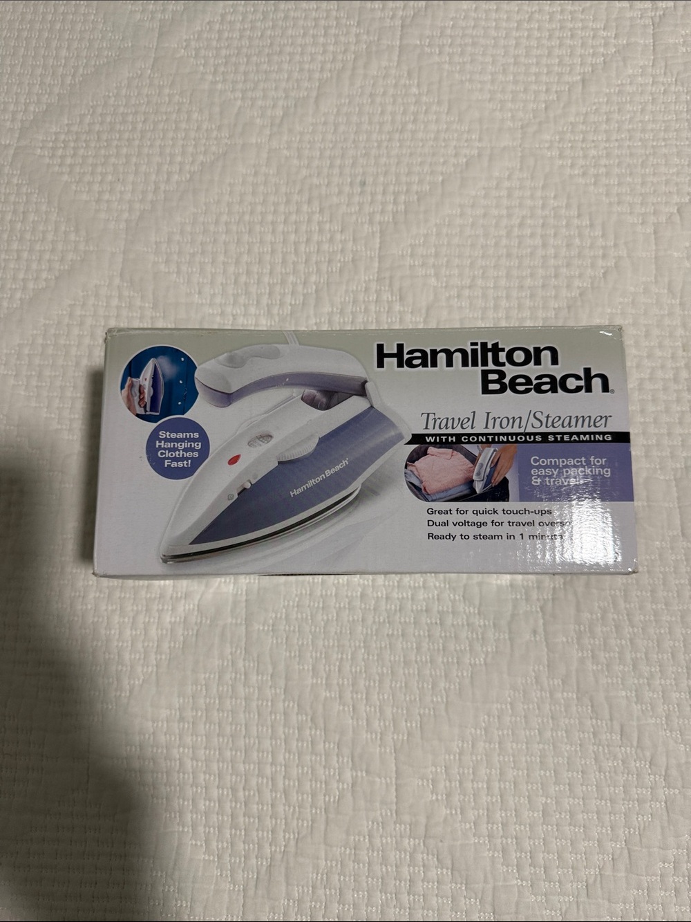 Hamilton Beach White and Purple Travel Iron & Steamer